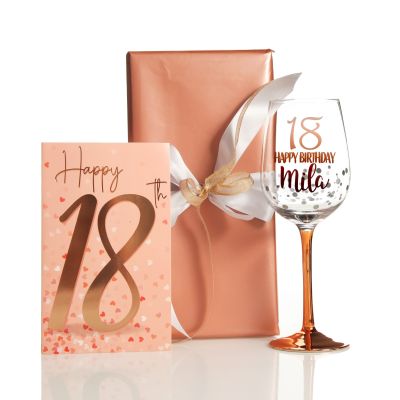 18th Birthday Card and Wrap Rose Gold Hearts