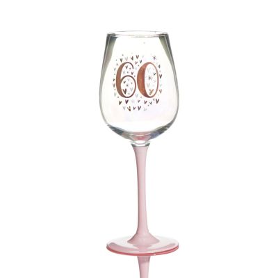 Personalised Pastel Iridescent 60th Birthday Wine Glass