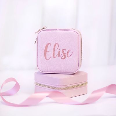 Personalised Small Pink Travel Jewellery Case