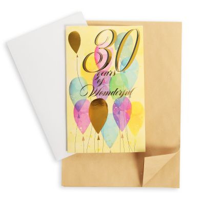 30th Birthday Card and Kraft Wrap Balloons