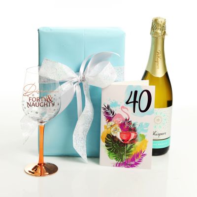 40th Birthday Card and Wrap Tropical Blue