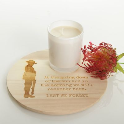 Anzac Day Etched Circle Candle Tray