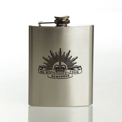 ANZAC Tribute Memorial We Will Remember Them Stainless Steel Hip Flask
