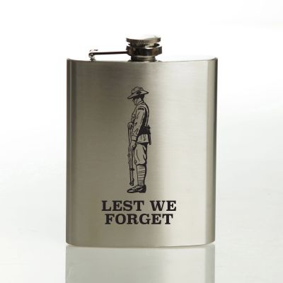 ANZAC Tribute Memorial Solider Stainless Steel Hip Flask