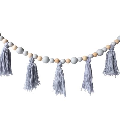 Baby Blue Bunting with Beads and Tassels