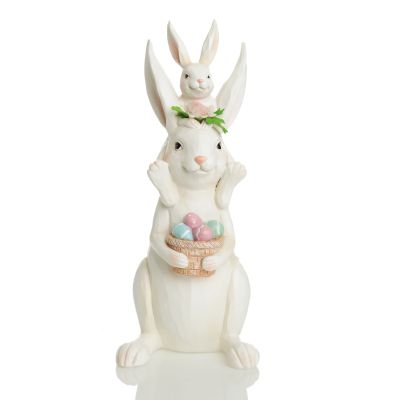 Baby Bunny Riding on Pappa Bunny Shoulders Ornament