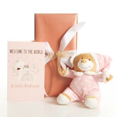 Baby Girl Card and Wrap Little Princess Rose Gold