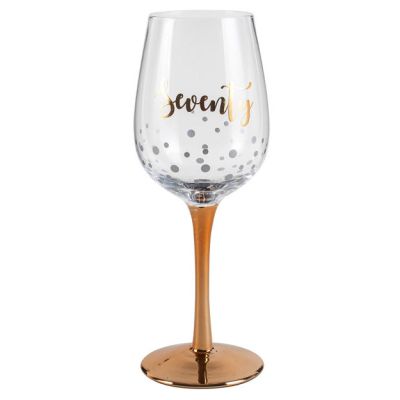 Personalised Rose Gold 70th Birthday Wine Glass