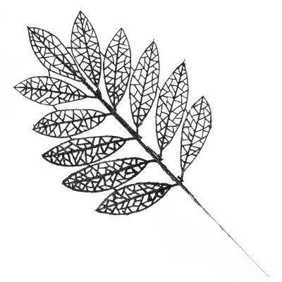 Black Glitter Mesh Leaf Pick - Set of 