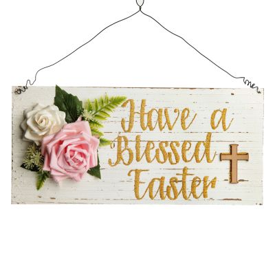 Have a Blessed Easter Roses Wood Plaque