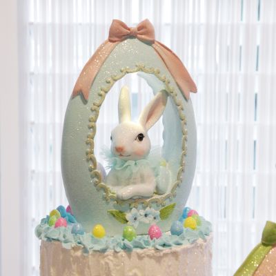 Blue Bunny Arched LightUp Easter Ornament