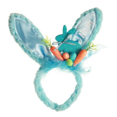 Personalised Easter Hunt Blue Bunny Easter Headband and Bucket Pack