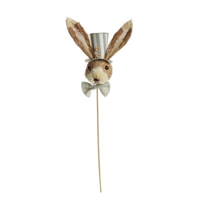 Straw Bunny Head Pick with Top Hat
