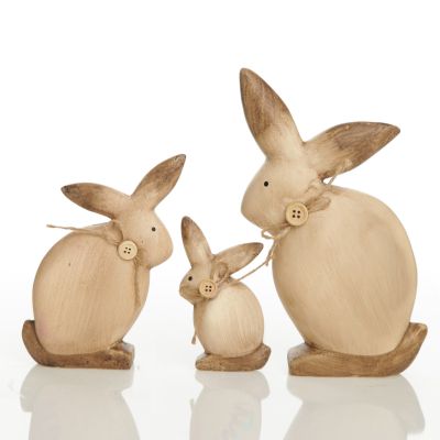 Ceramic Country Easter Bunny Rabbit Set of 3