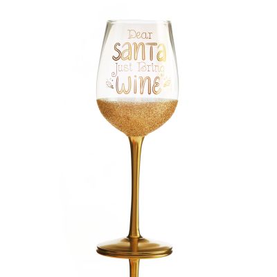 Dear Santa Just Bring Christmas Wine Glass