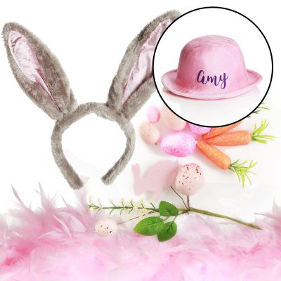 DIY Personalised Pink and Grey Easter Hat Kit