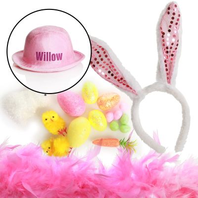 DIY Personalised Pink Feather and Bunny Easter Hat Kit
