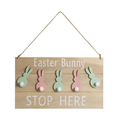 Easter Bunny Stop Here Hanging Plaque