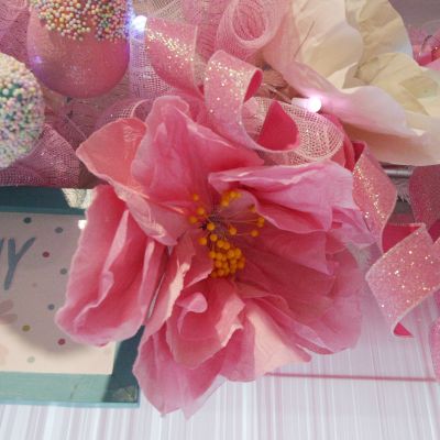 Soft Pink Paper Flower on Stem