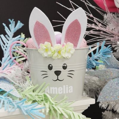 Personalised Easter Hamper Bucket - Glitter Bunny Ears