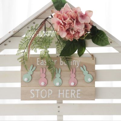 Easter Bunny Stop Here Hanging Plaque