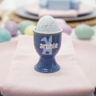 Personalised Blue Ceramic Easter Egg Cup