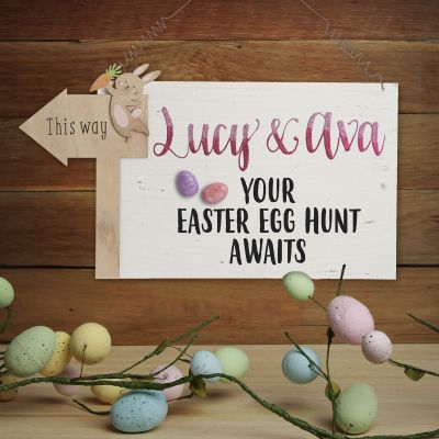 Personalised Easter Egg Hunt Awaits Sign