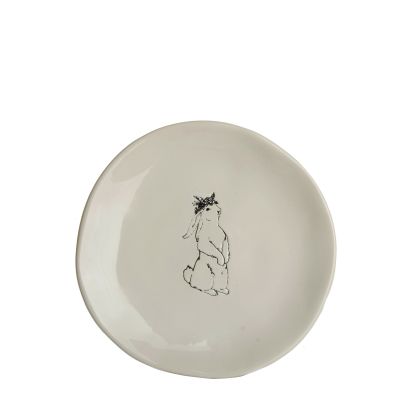 Engraved Small White Rabbit Easter Plate