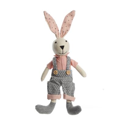 Fabric Sitting Boy Bunny in Overalls