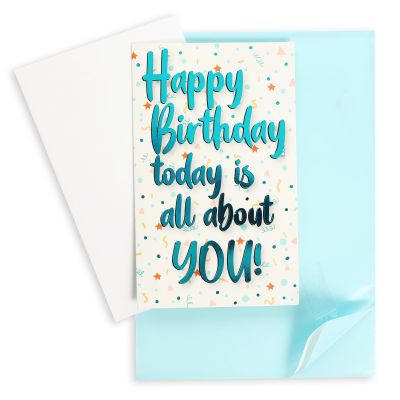 Happy Birthday Card and Wrap Blue