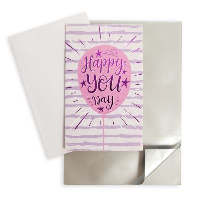 Happy You Day Birthday Card and Wrap Pink and Silver