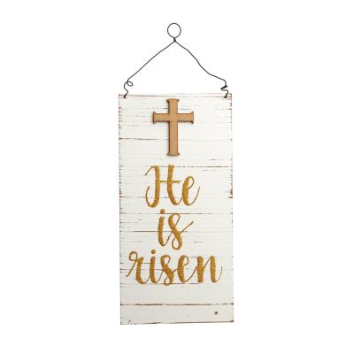 He is Risen Easter Message Wooden Plaque Glitter
