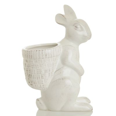 Horrace Ceramic Cream Rabbit with Basket - Large