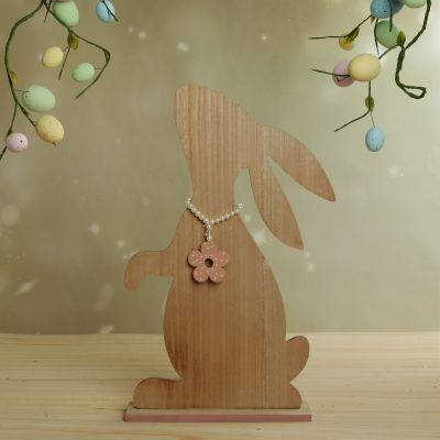 Large Natural Wooden Bunny Ornament