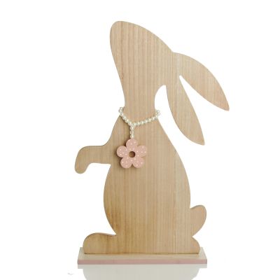 Large Natural Wooden Bunny Ornament