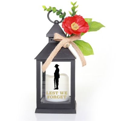 ANZAC Day and Remembrance Black LED Lantern - Lest We Forget