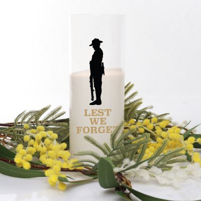 ANZAC Day and Remembrance Tribute LED Pillar Candle - Lest We Forget
