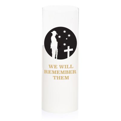 ANZAC Day and Remembrance Tribute LED Pillar Candle - We Will Remember Them