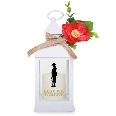 ANZAC Day and Remembrance White LED Lantern - Lest We Forget