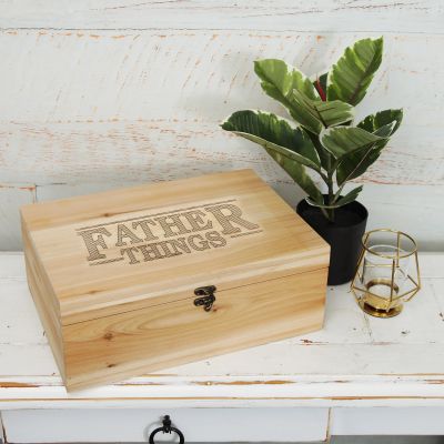 Personalised Fathers Day Natural Wood Keepsake Box