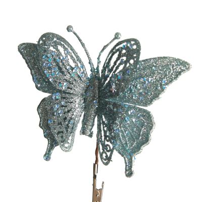 Light Blue Glitter Butterfly Clip