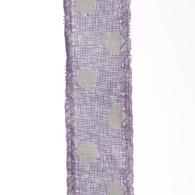Lilac Wire Edge Ribbon with Spots - 2.5cm