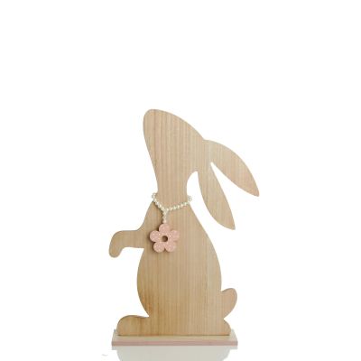 Medium Natural Wooden Bunny Ornament