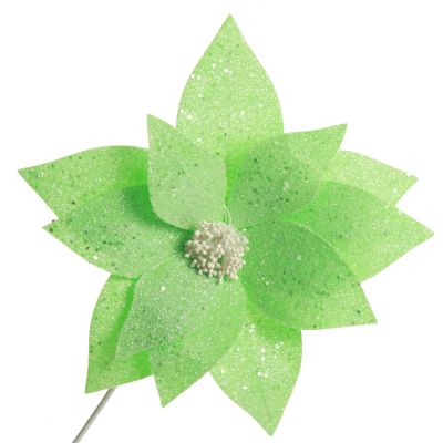 Mint Green Flower with Silver Glitter