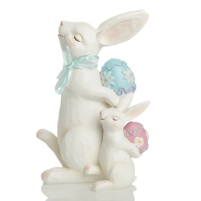 Mother Bunny and Baby Bunny Carrying Easter Eggs Ornament