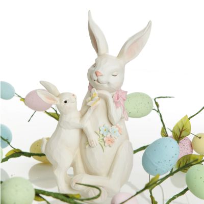 Mother Bunny and Baby Bunny with Flowers Ornament