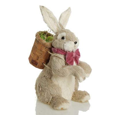 Mr Bunny Hop Straw Bunny with Pink Bow Tie