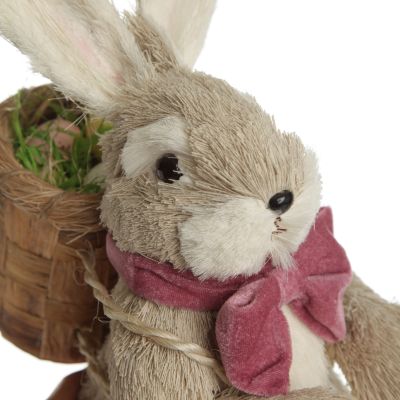 Mr Bunny Hop Straw Bunny with Pink Bow Tie