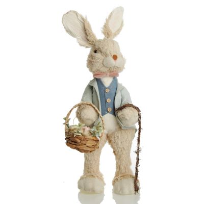 Mr Edwards Straw Natural Bunny with Basket and Cane