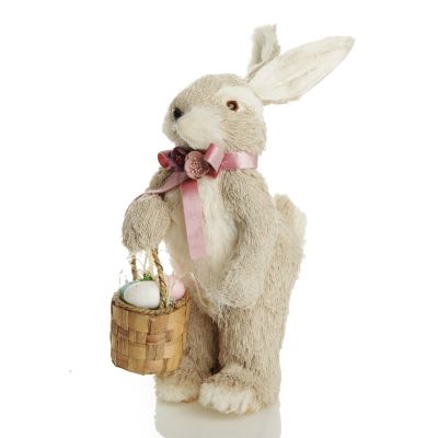 Mrs Bunny Hop Straw Bunny with Pink Neck Tie